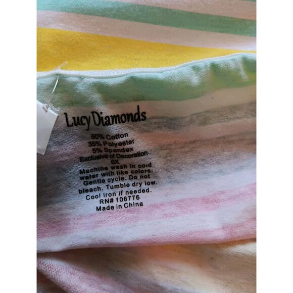 Lucy Diamonds Tank, junior girls plus size 6X or women's size 2X striped, NWT - Picture 4 of 5